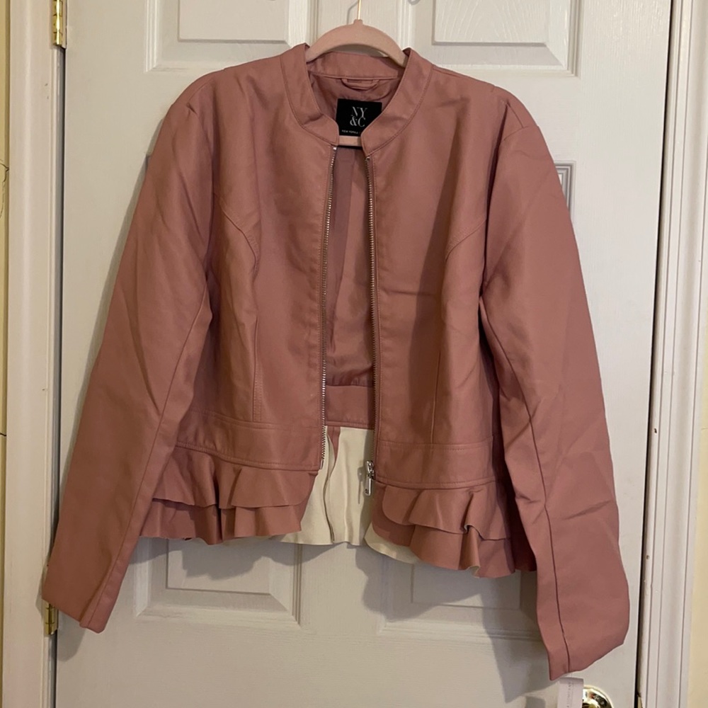 Pink Faux Leather Jacket